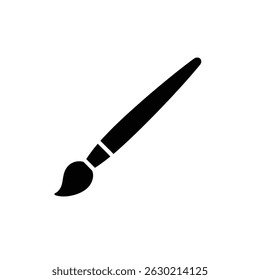 Silhueta preta simples de um pincel isolado em um fundo branco para conceitos artísticos