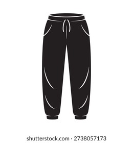 Simple black silhouette of a pair of drawstring sweatpants or joggers