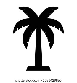 Simple black silhouette of a palm tree. silhouette icon, palm tree, tropical, summer, vacation, beach, icon, logo
