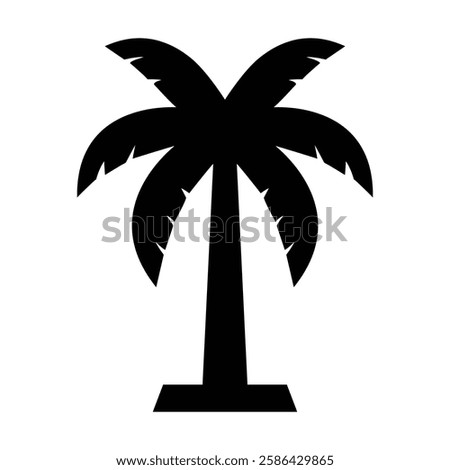 Simple black silhouette of a palm tree. silhouette icon, palm tree, tropical, summer, vacation, beach, icon, logo

