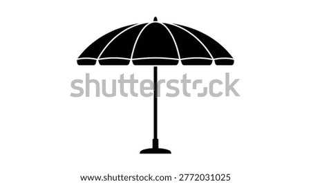 Simple black silhouette of a parasol or beach umbrella on a white background