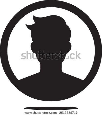 A simple black silhouette of a person inside a circular frame. The figure has no distinct features, making it a generic representation of a human profile.