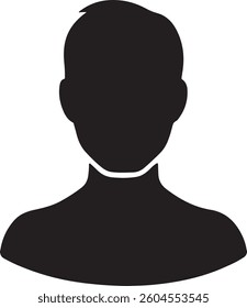 A simple black silhouette of a person's head and shoulders against a white background. 