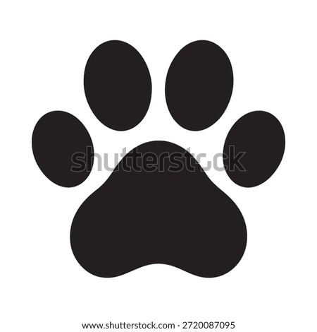 A simple black silhouette of a pet s paw print clearly showing the pads and claws