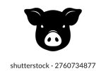 A simple black silhouette of a pig