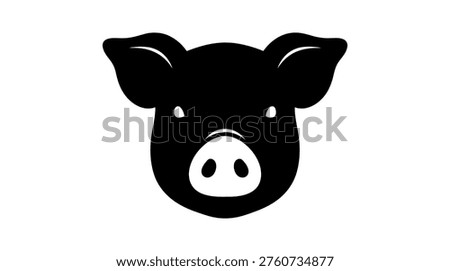 A simple black silhouette of a pig's head on a white background, representing a farm or animal icon. This image can be used for agricultural or food-related marketing and advertising materials.
