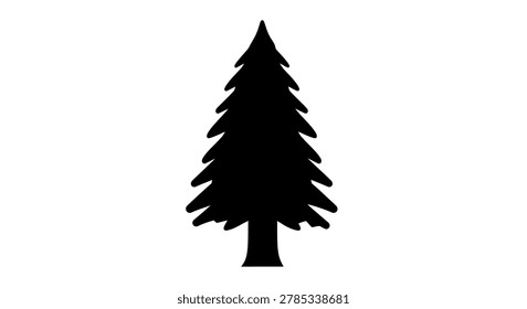 Simple black silhouette of a pine tree