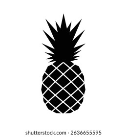 Simple black silhouette of a pineapple fruit.
