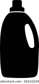 A simple black silhouette of a plastic bottle with a handle, commonly used for household cleaning products or laundry detergent.