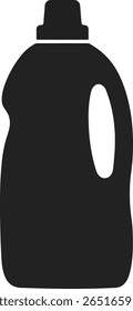 A simple black silhouette of a plastic bottle with a flip-top cap and a handle, commonly used for household cleaning products or detergents.