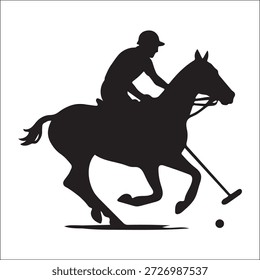 Einfache schwarze Silhouette eines Polospielers