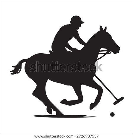 Simple black silhouette of a polo player