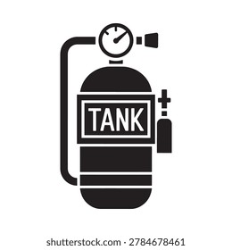 Simple black silhouette of a portable fire extinguisher with a pressure gauge
