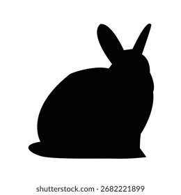 Simple Black Silhouette of a Rabbit