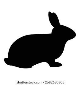 Simple Black Silhouette of a Rabbit