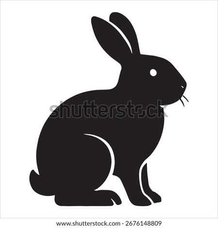 A simple black silhouette of a rabbit sitting upright with its ears perked, isolated on a white background.