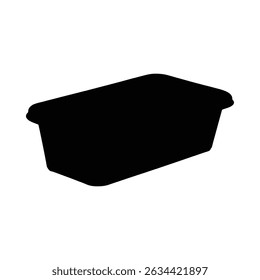 A simple, black silhouette of a rectangular food container, showcasing a clean and minimalist style.