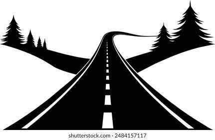 Simple Black Silhouette Road Vector.