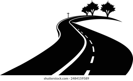 Simple Black Silhouette Road Vector.