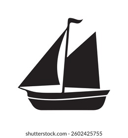 Simple black silhouette of a sailboat