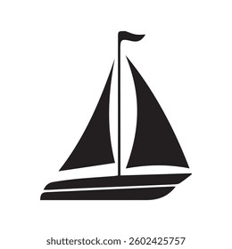 Simple black silhouette of a sailboat