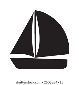 Simple black silhouette of a sailboat arts.