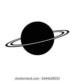 Silhueta preta simples do ícone do planeta saturno.