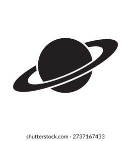 Simple black silhouette of saturn showcasing the planet and its prominent rings