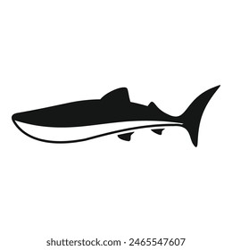 Simple black silhouette of a shark, ideal for logos and marine themes