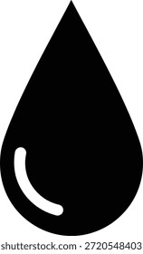 Una simple silueta negra de una sola gota de agua que representa un líquido o una lágrima