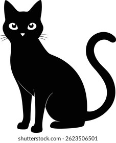 Simple black silhouette of a sitting cat.