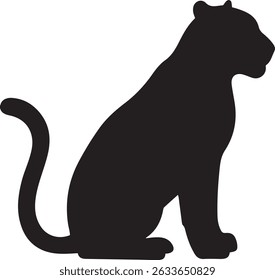 Silhueta preta simples de um tigre sentado