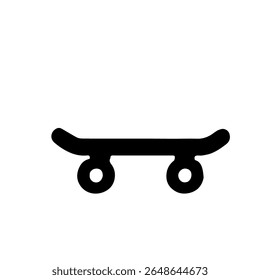 Simple black silhouette of a skateboard
