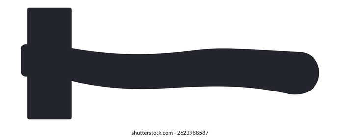 Simple black silhouette of sledge hammer with curved handle isolated on white background, heavy tool for demolition and construction work, vector illustration