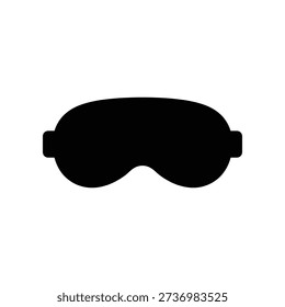 Simple black silhouette of a sleeping eye mask on white background