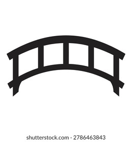 Simple black silhouette of small arched bridge with railings isolated on white background icon