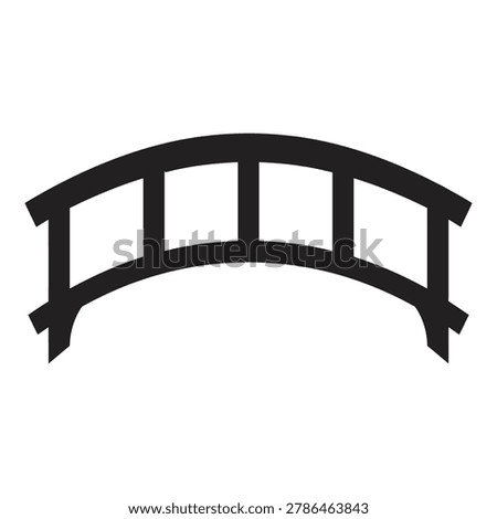 Simple black silhouette of small arched bridge with railings isolated on white background icon