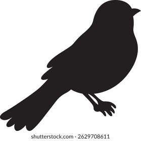 Simple black silhouette of a small bird, perfect for logo, icon, or design element.
