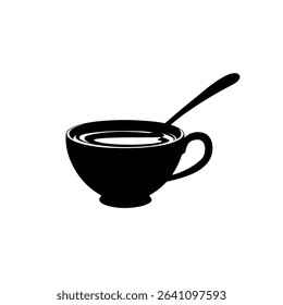 A simple black silhouette of a spoon	

