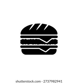 Simple black silhouette of a stacked cheeseburger with visible layers