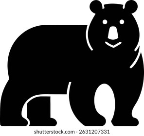 Simple black silhouette of a standing bear