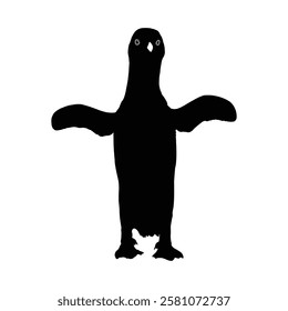 Simple Black Silhouette of a Standing Penguin. Penguin vector, Penguin silhouette, Penguin drawing.
