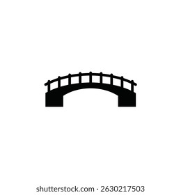 Silhueta preta simples de um elemento arquitetônico de ponte de pedra isolado no fundo branco