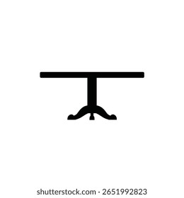 A simple black silhouette of a tabletop on a white background The icon is a vector graphic with a minimalist style.