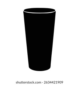 A simple, black silhouette of a tall cup, ideal for design projects. The minimalist style is a distinctive feature.