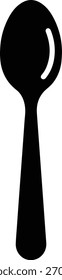 Silhueta preta simples de uma colher de chá vista a partir de uma perspectiva reta contra um fundo branco limpo ideal para gráficos culinários e