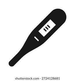 Eine einfache schwarze Silhouette eines Thermometers, das Gesundheit und Wellness symbolisiert.
