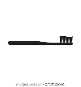 Silueta negra simple de un cepillo de dientes, una herramienta común de higiene dental