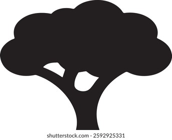 Simple Black Silhouette of a Tree. Tree icon, tree silhouette, tree vector. 
