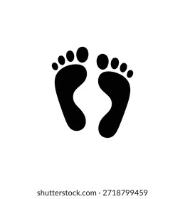 Silhueta preta simples de duas pegadas humanas em um fundo branco